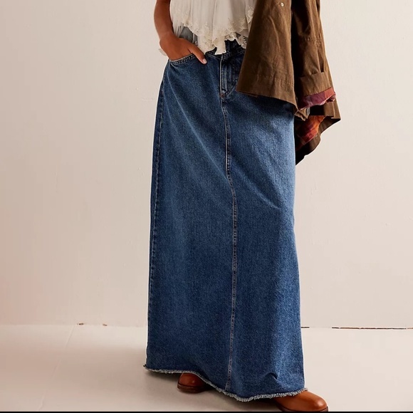 Free People Dresses & Skirts - Free People We The Free Come As You Are Denim Maxi Skirt